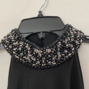 Badgley Mischka beaded black halter-neck gown